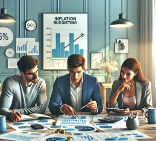 Person managing budget and financial papers in front of a computer