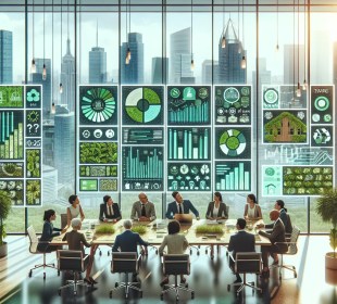 A conceptual image representing ethical investments in 2025, showing a green arrow pointing upwards symbolizing growth and sustainability.