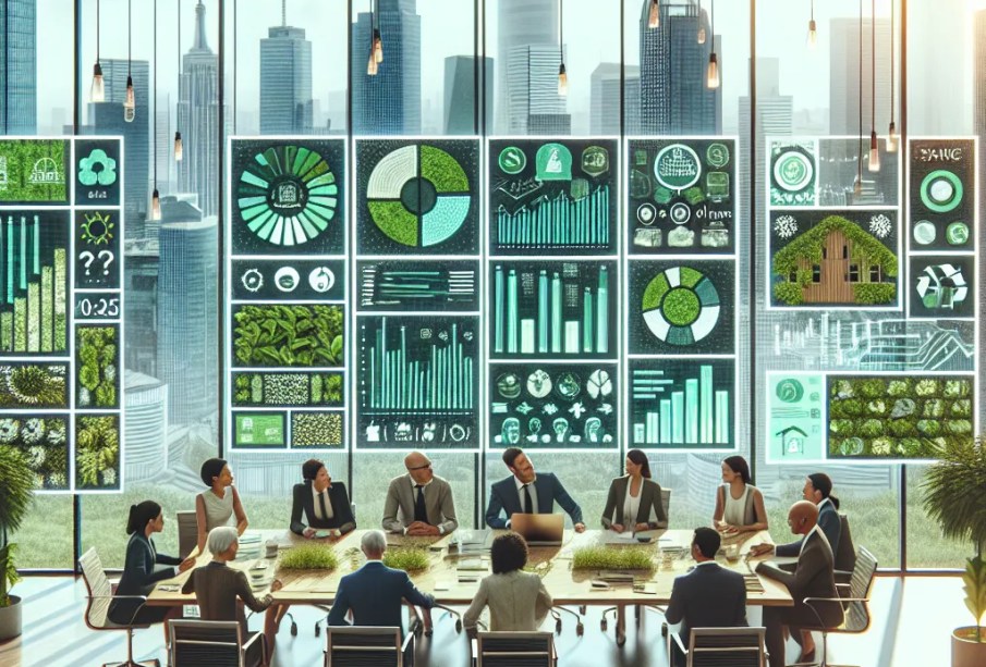 A conceptual image representing ethical investments in 2025, showing a green arrow pointing upwards symbolizing growth and sustainability.