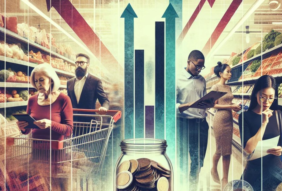 "Navigating Through the Storm: Mastering Budgeting in the Age of Rising Inflation in the UK - Image showing a person managing finances and budgeting in a stormy weather"