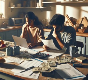 Image of a person managing finances and adjusting budget in response to inflation in the UK