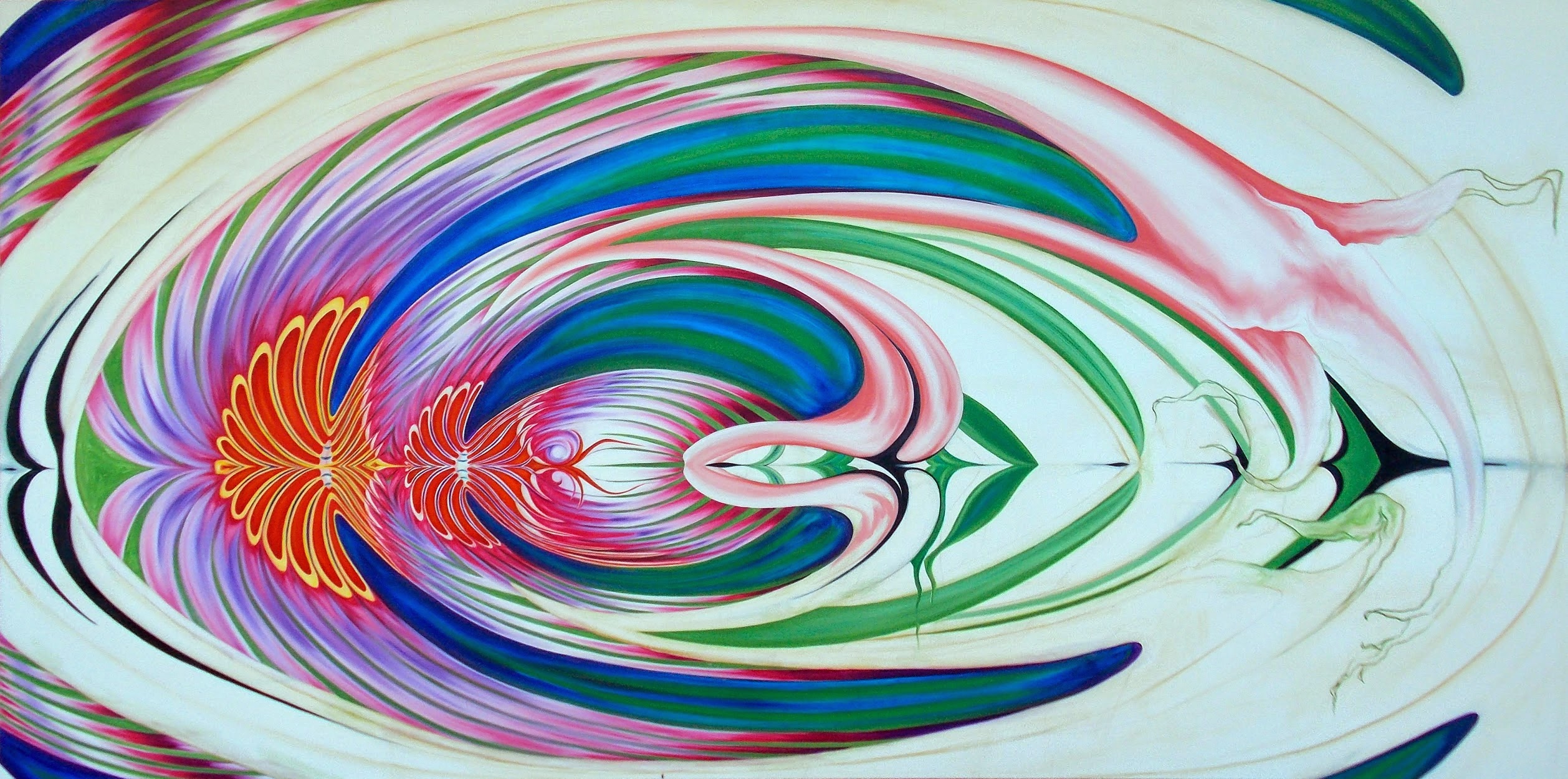 Evie Zimmer, Sweet Spectrum, Oil on Canvas 48 × 96 in 121.9 × 243.8 cm