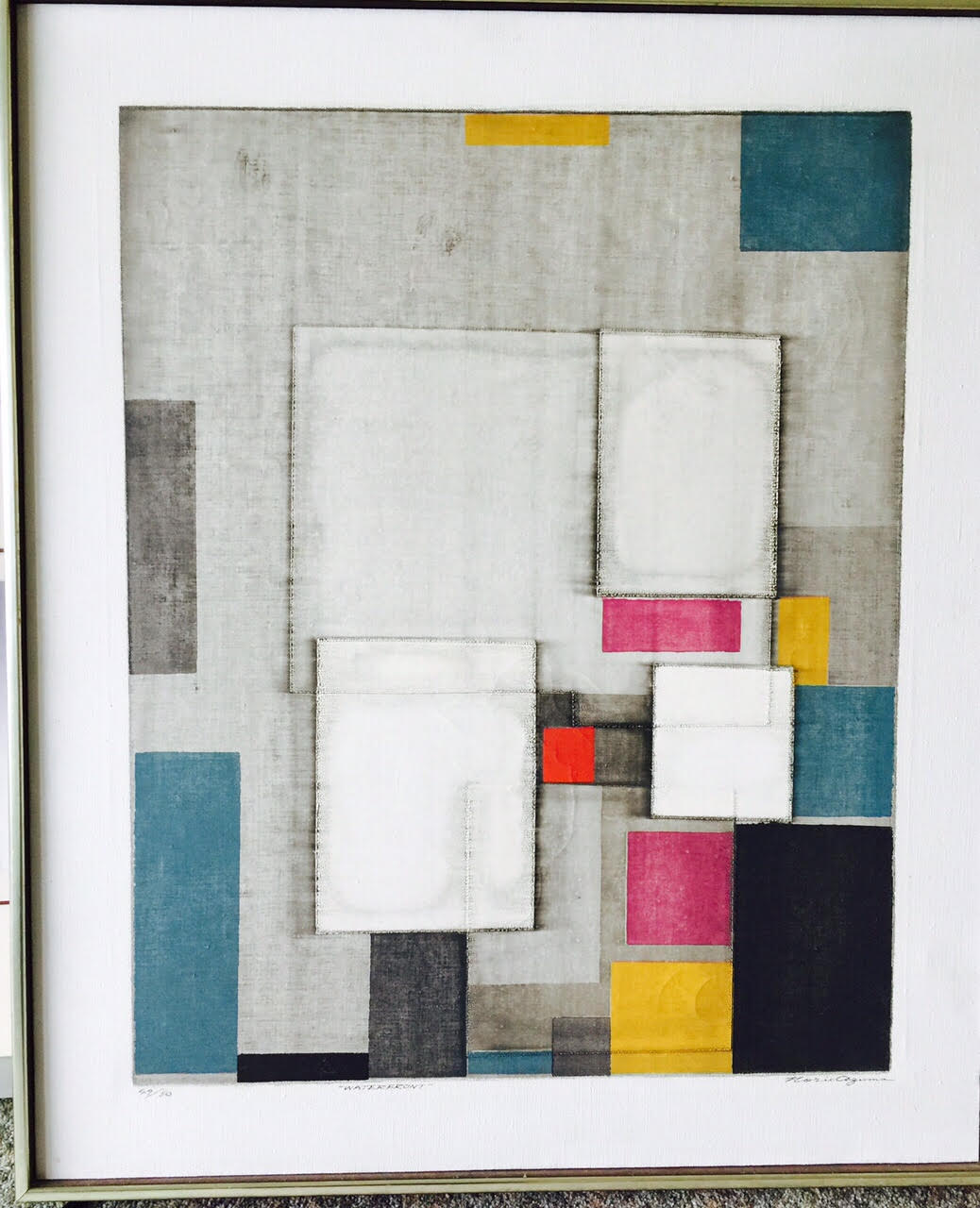 24.5 x 24.5 (framed) 20 x 16 (Image) In very good condition with subtle circular under crackling. Retail price $2200