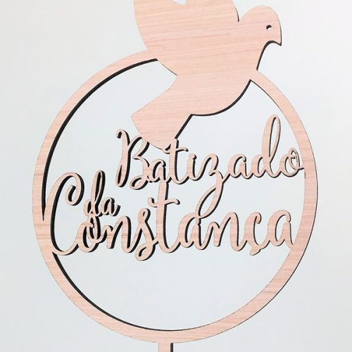 Topo de Bolo Batizado com Pomba