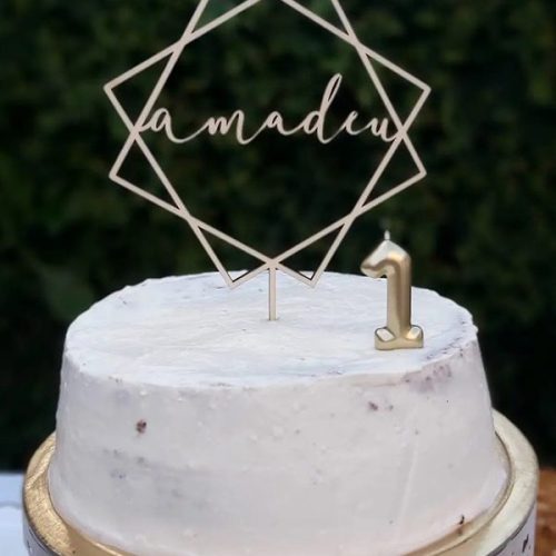 Topo de Bolo Batizado Amadeu