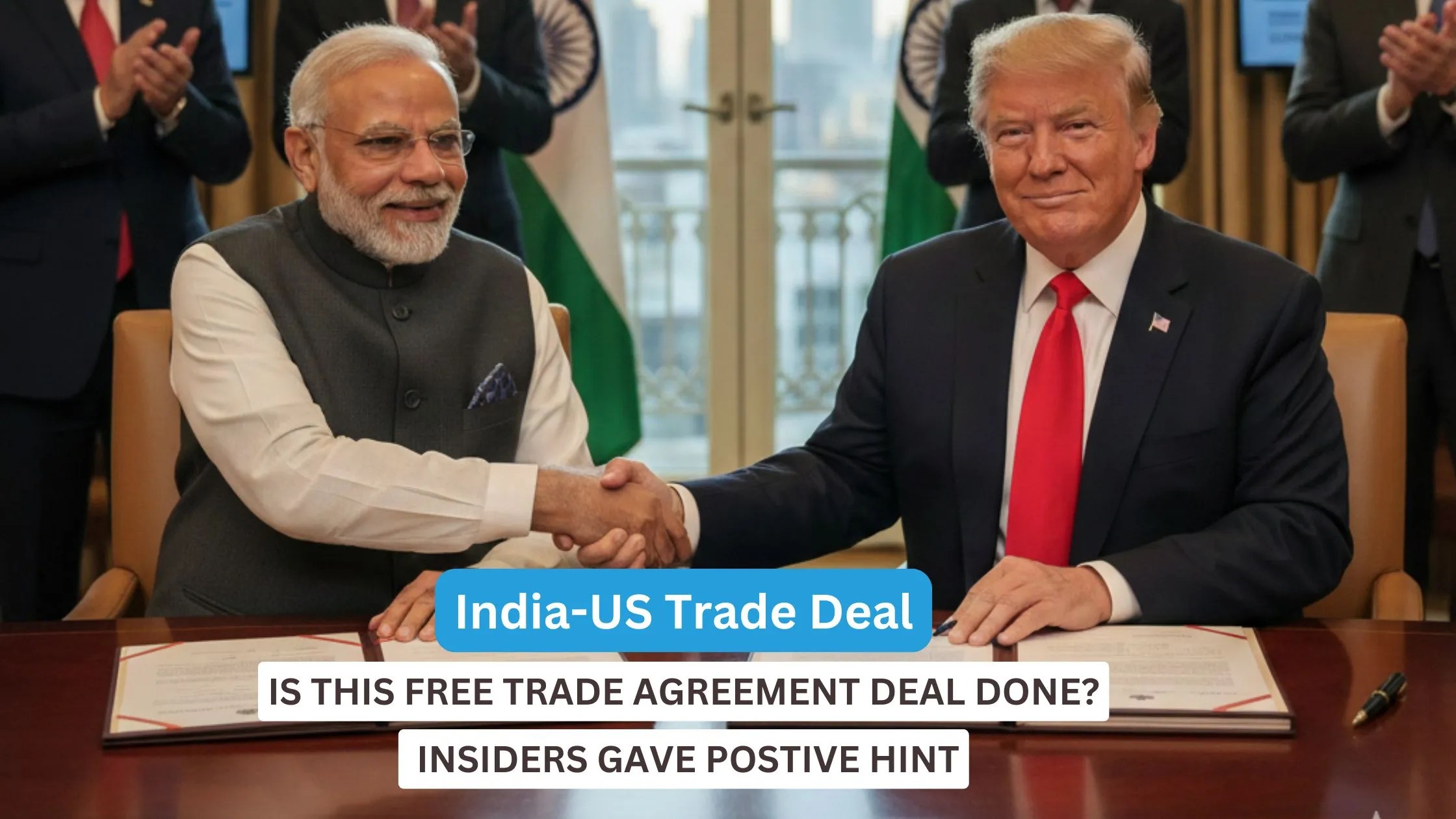 AI image of PM Modi and President Donald Trump showing AI version of them signing the deal