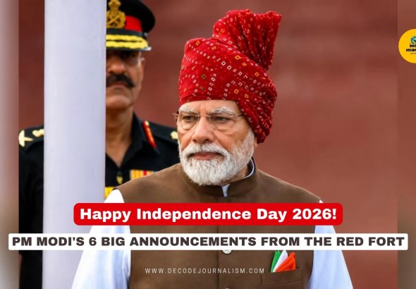 PM Narendra Modi addressing the nation from the Red Fort on Independence Day 2026