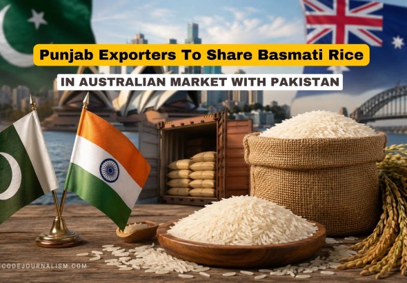 Sacks of Basmati Rice being loaded for export, representing the India Australia Basmati trademark dispute