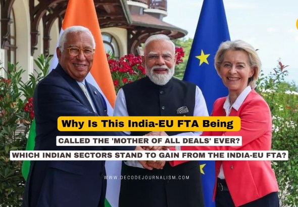 India and European Union flags side by side symbolising the India-EU FTA trade agreement