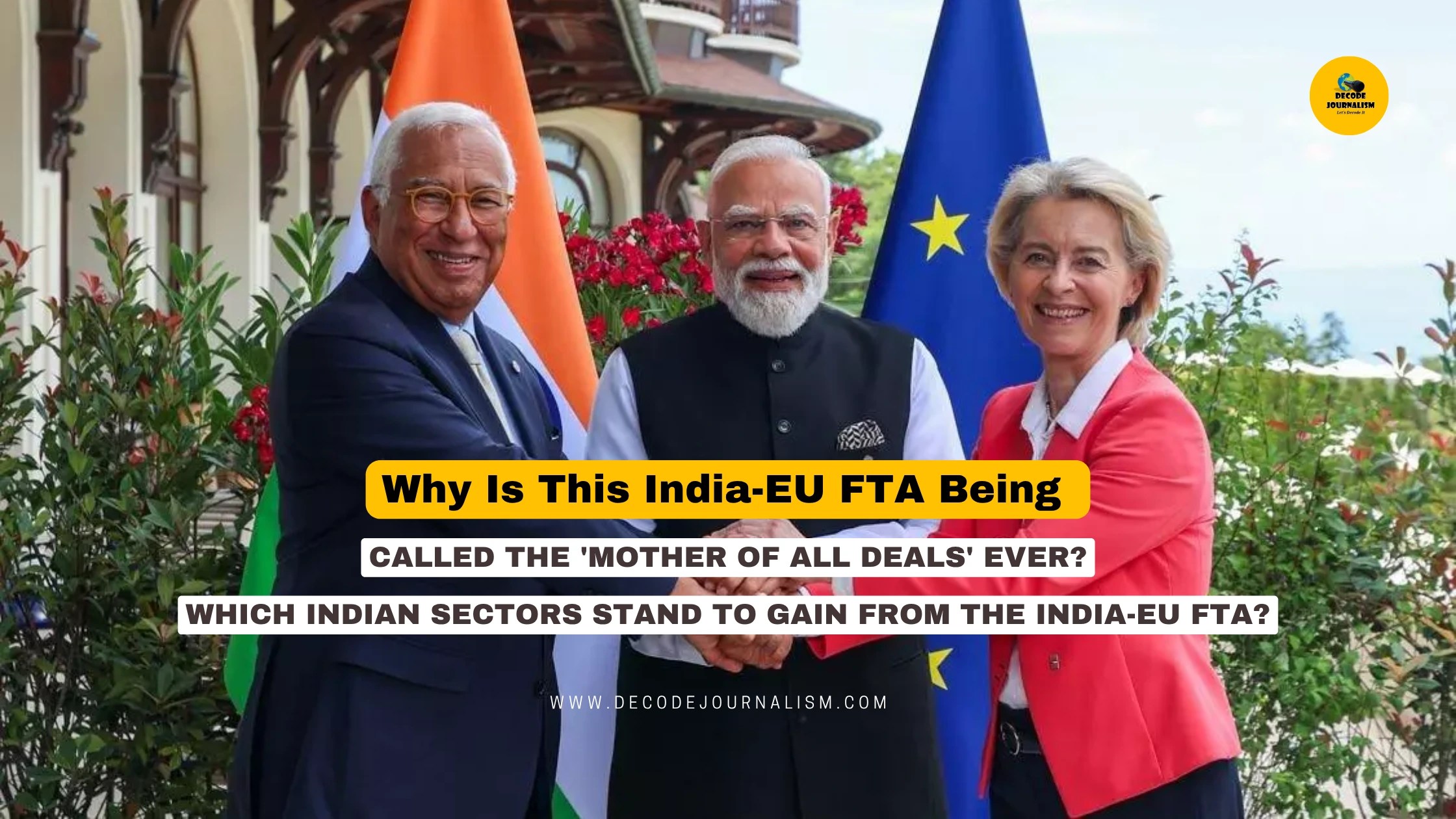 India and European Union flags side by side symbolising the India-EU FTA trade agreement