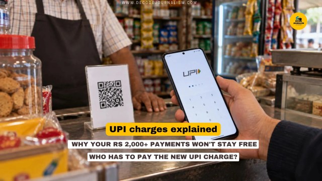 Smartphone showing UPI payment screen with Indian rupee symbols, representing new UPI MDR charges from October 2026