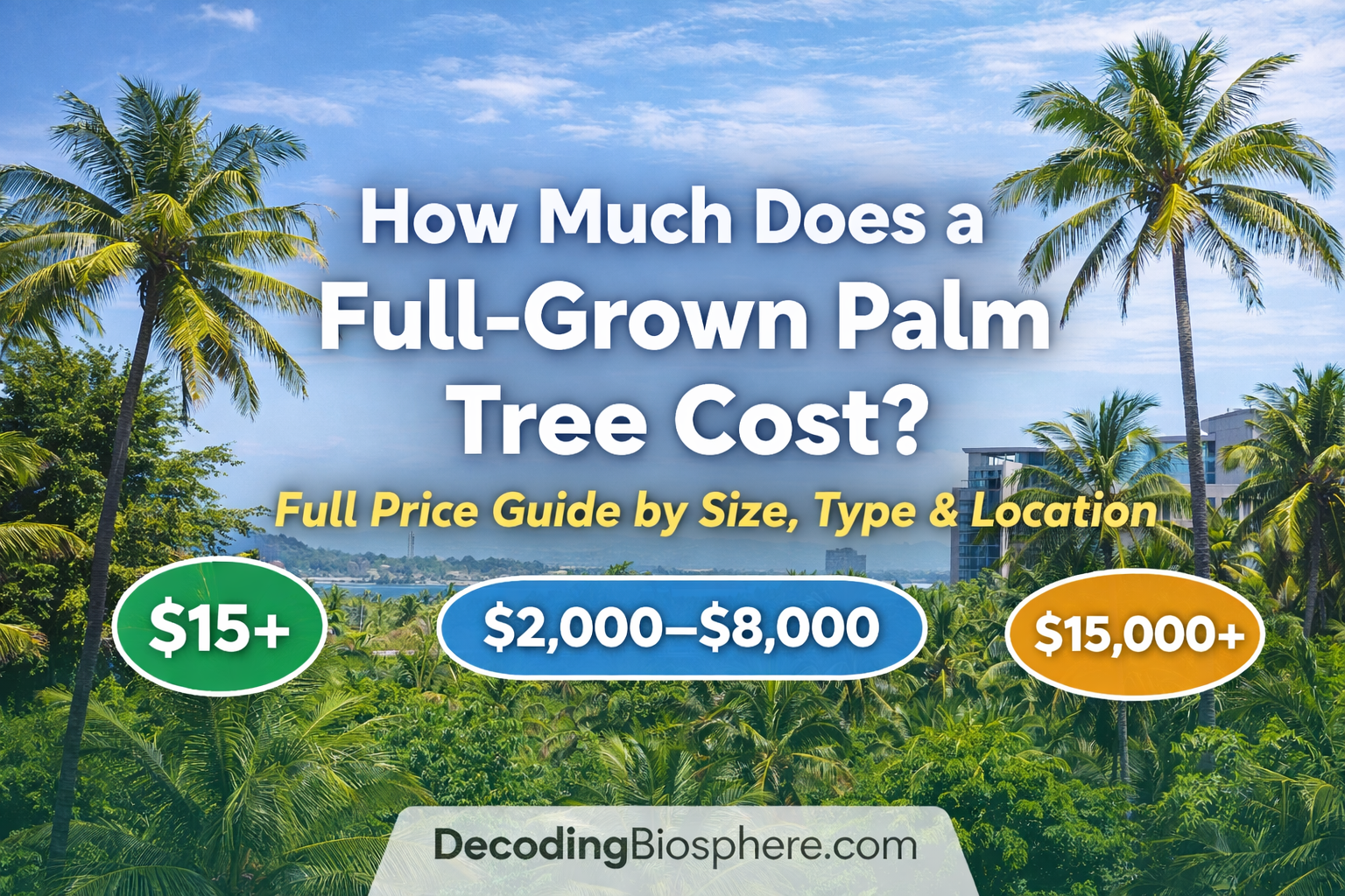 Palm tree cost guide with price tags