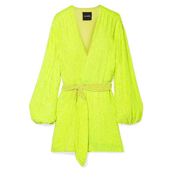 Mini-robe portefeuille sequin jaune