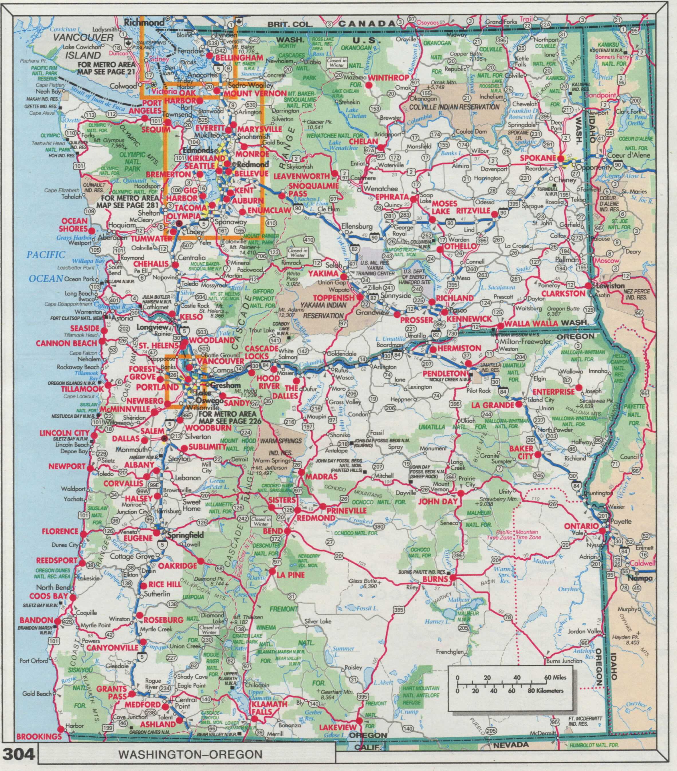 31 Road Map Of Washington Oregon And Idaho Maps Database Source WA OR 
