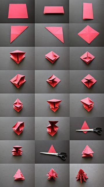 Origami Christmas tree directions