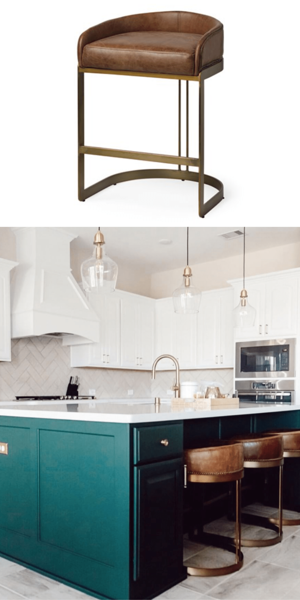 This modern classic barstool complements this beautiful two tone kitchen. Perfect modern barstool to upgrade your kitchen! 