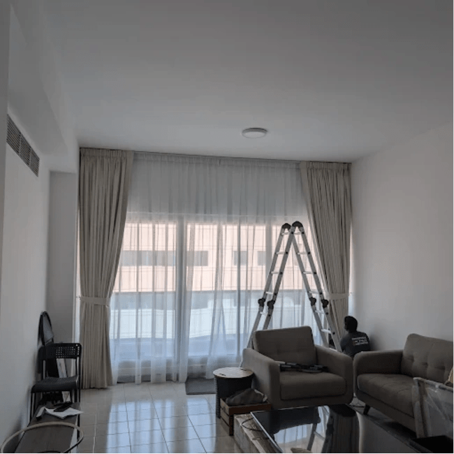 Office curtain installation showcase