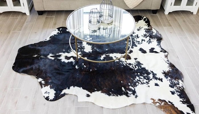 Natural cowhide rug flooring