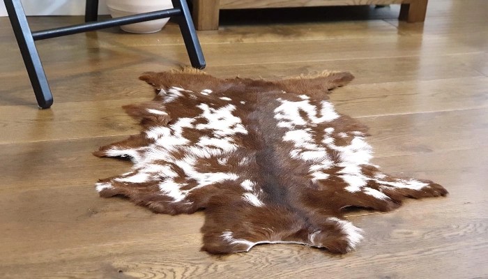 Natural goatskin rug flooring