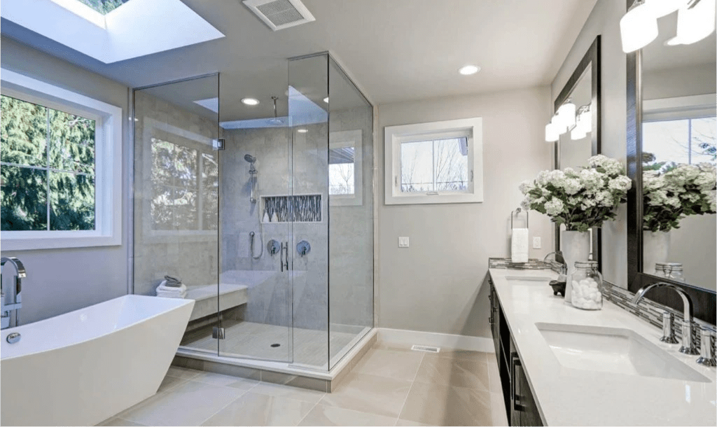 Modern shower glass partitions