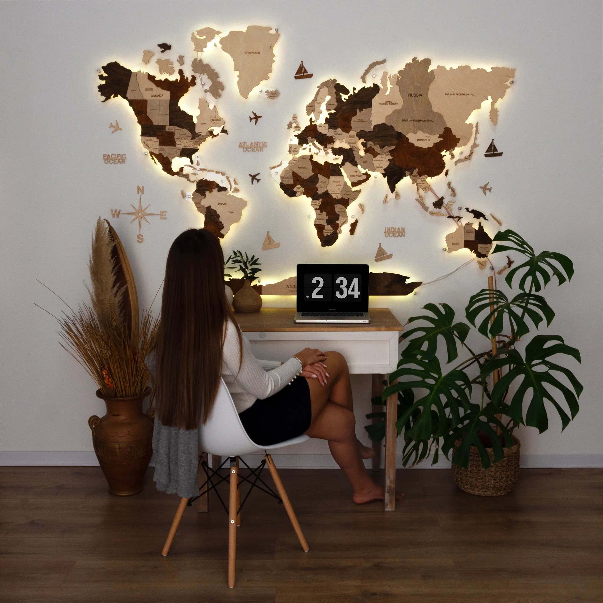 3d Led Wooden World Map Decowood Map