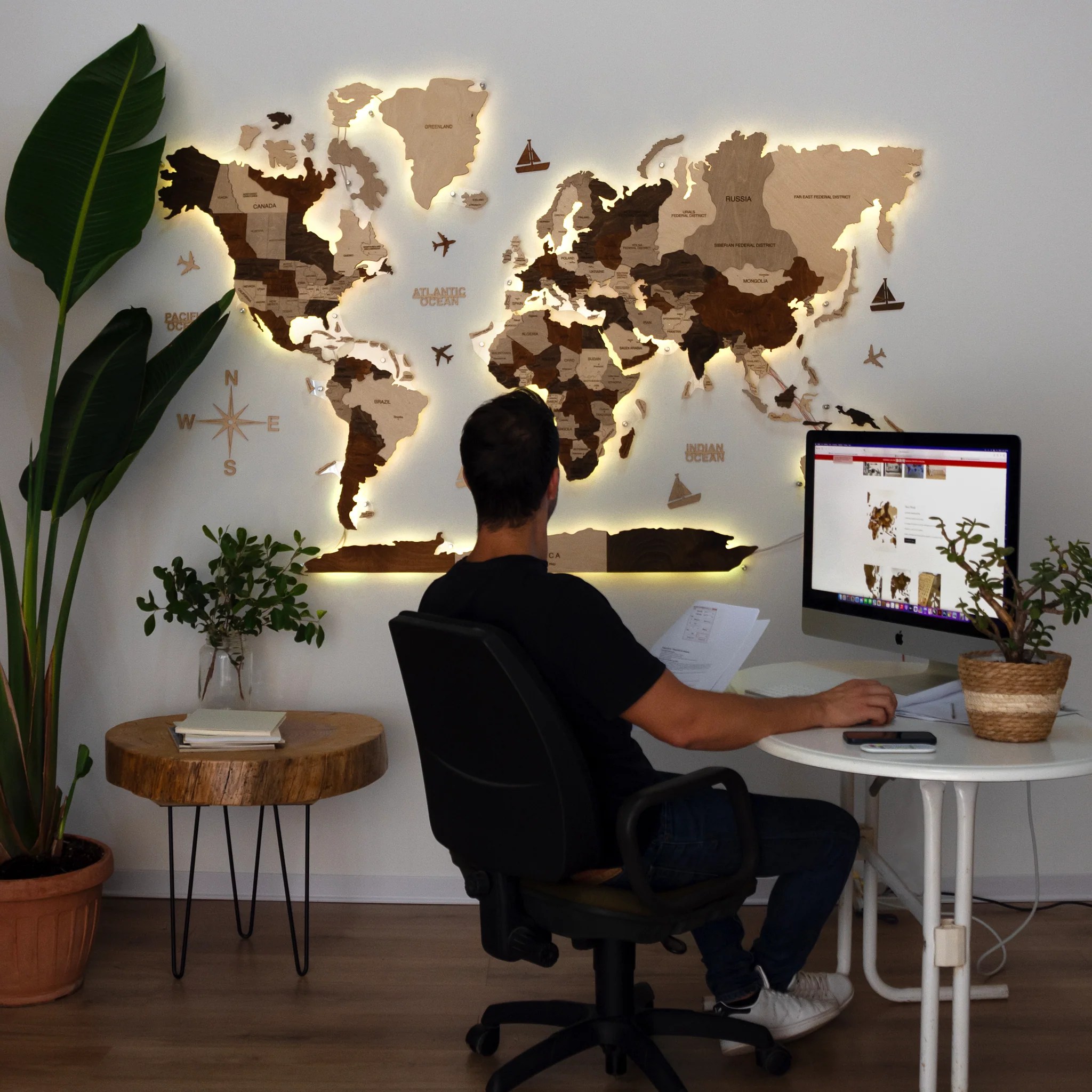 3d Led Wooden World Map Decowood Map
