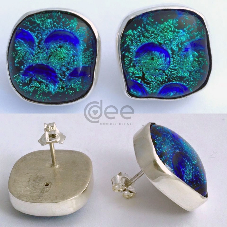 brincos de prata e vidro