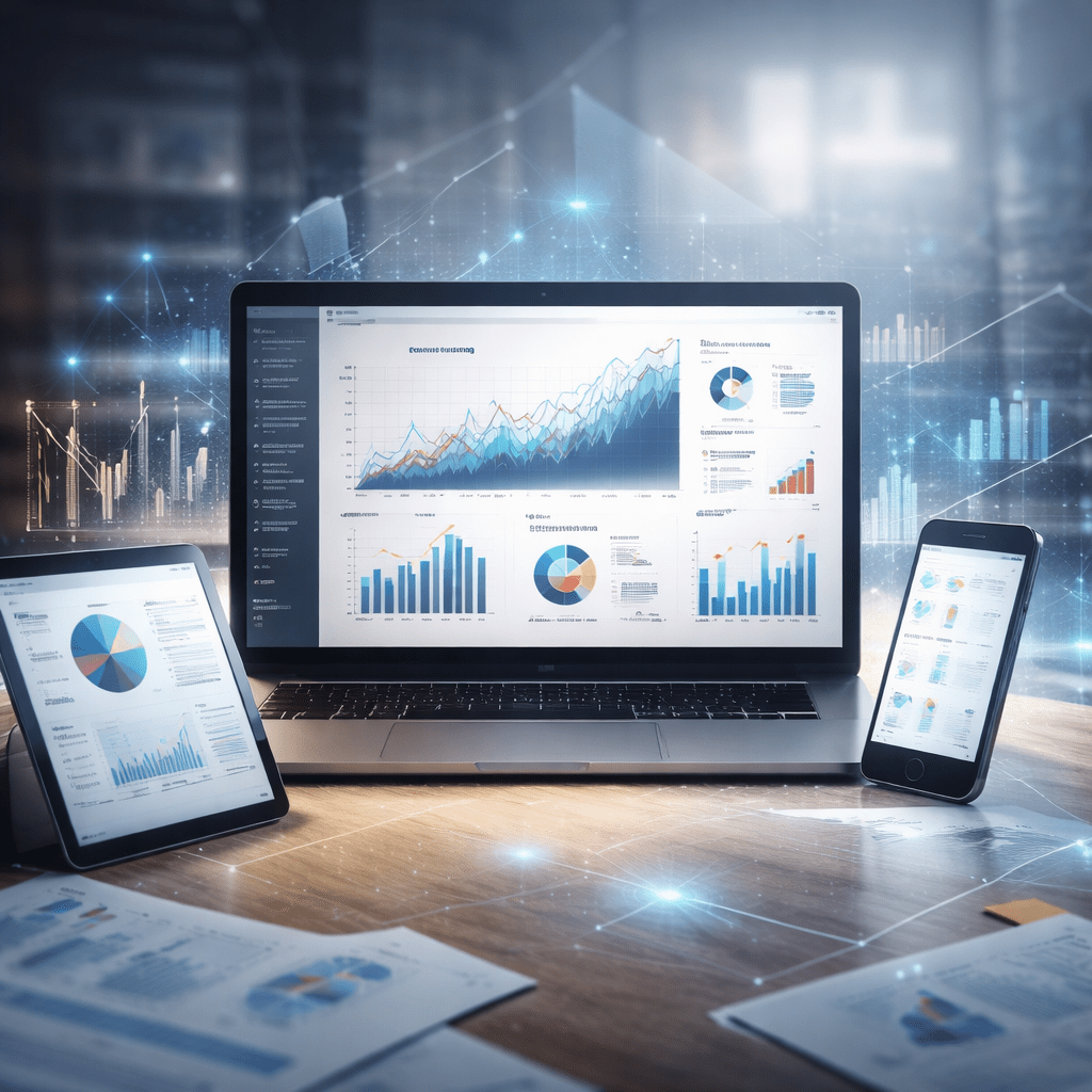 Futuristic data analytics interface setup