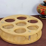 Wooden round tequila rack.