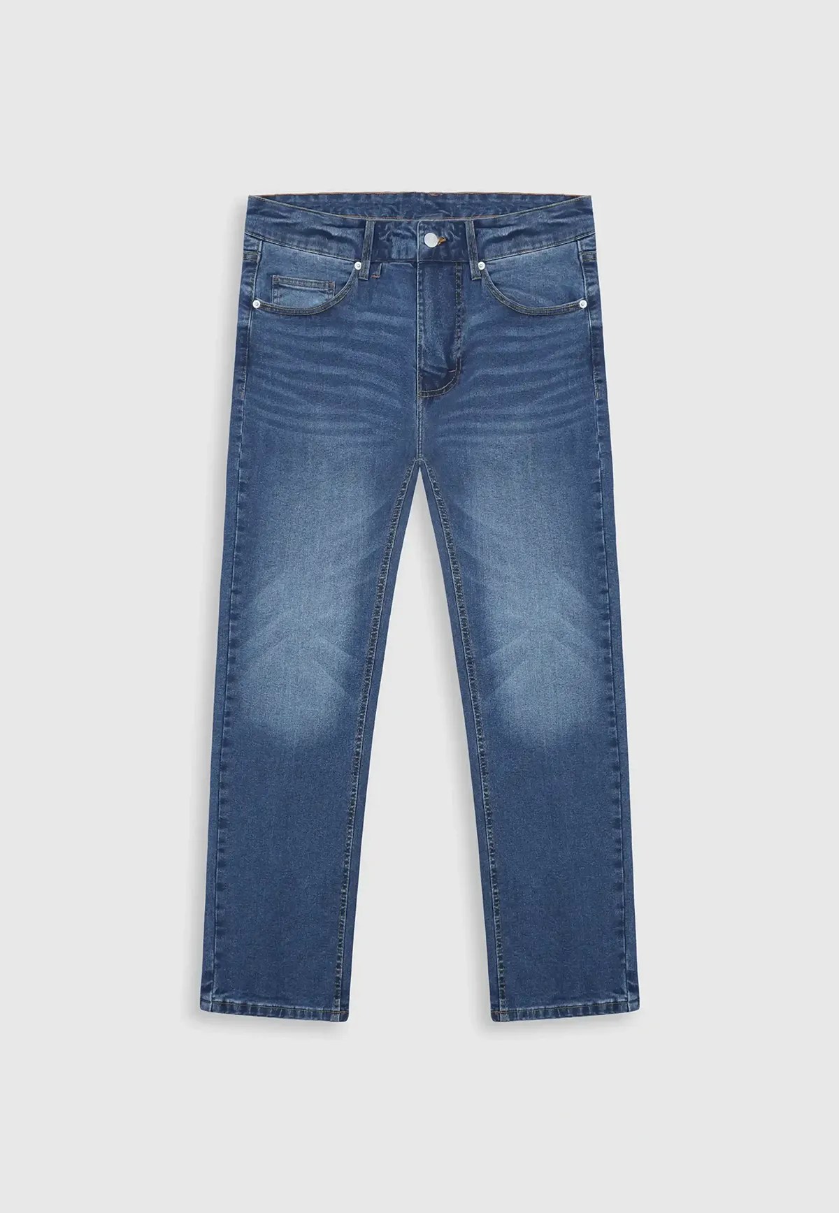 Regular Fit Mid Wash Blue Jeans