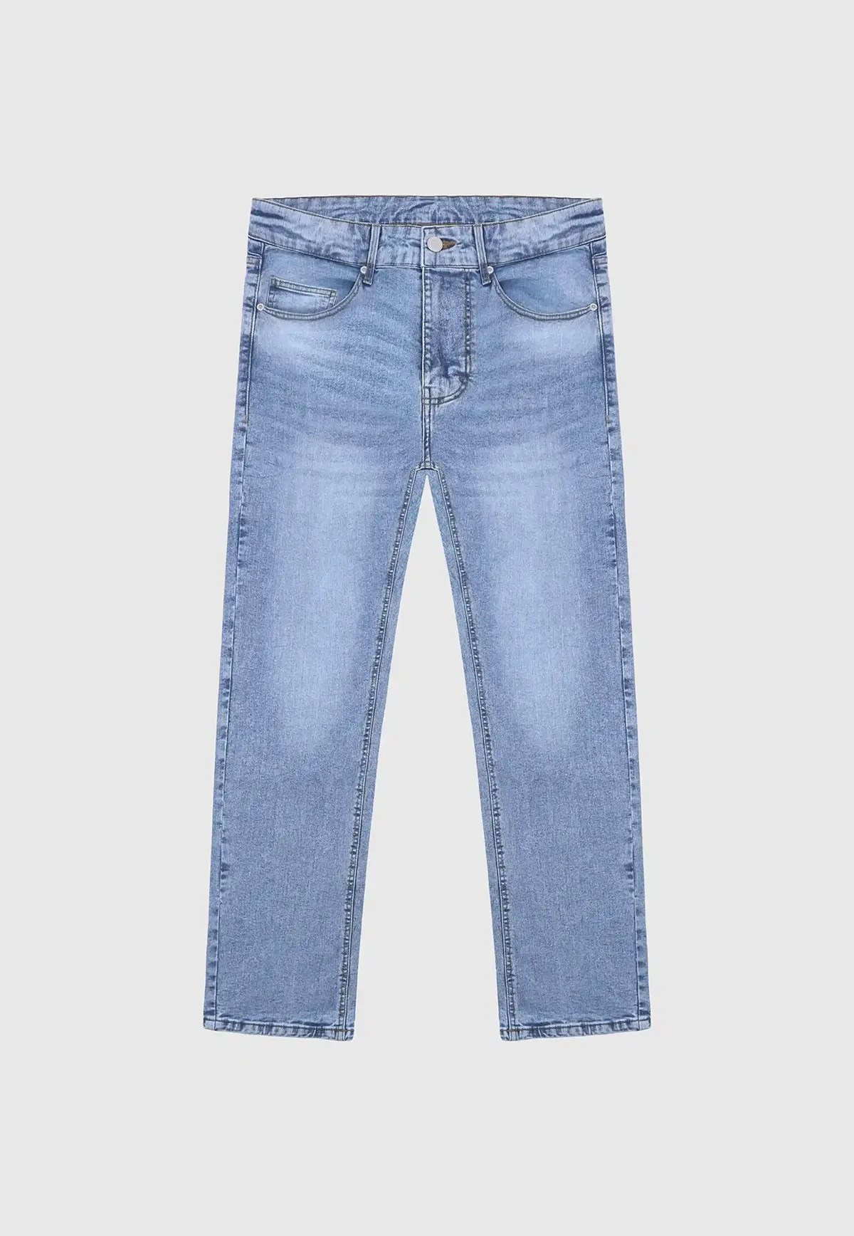 Regular Fit Acid Wash Blue Jeans