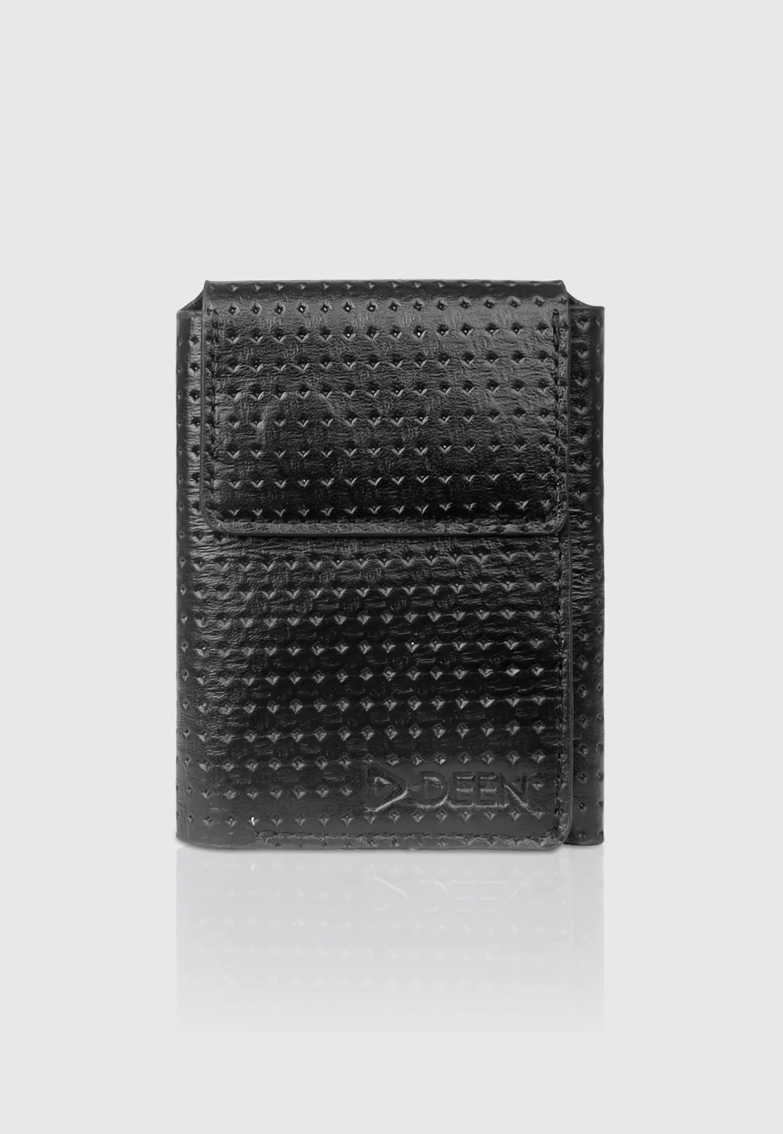 Black Perforated Leather Trifold Wallet