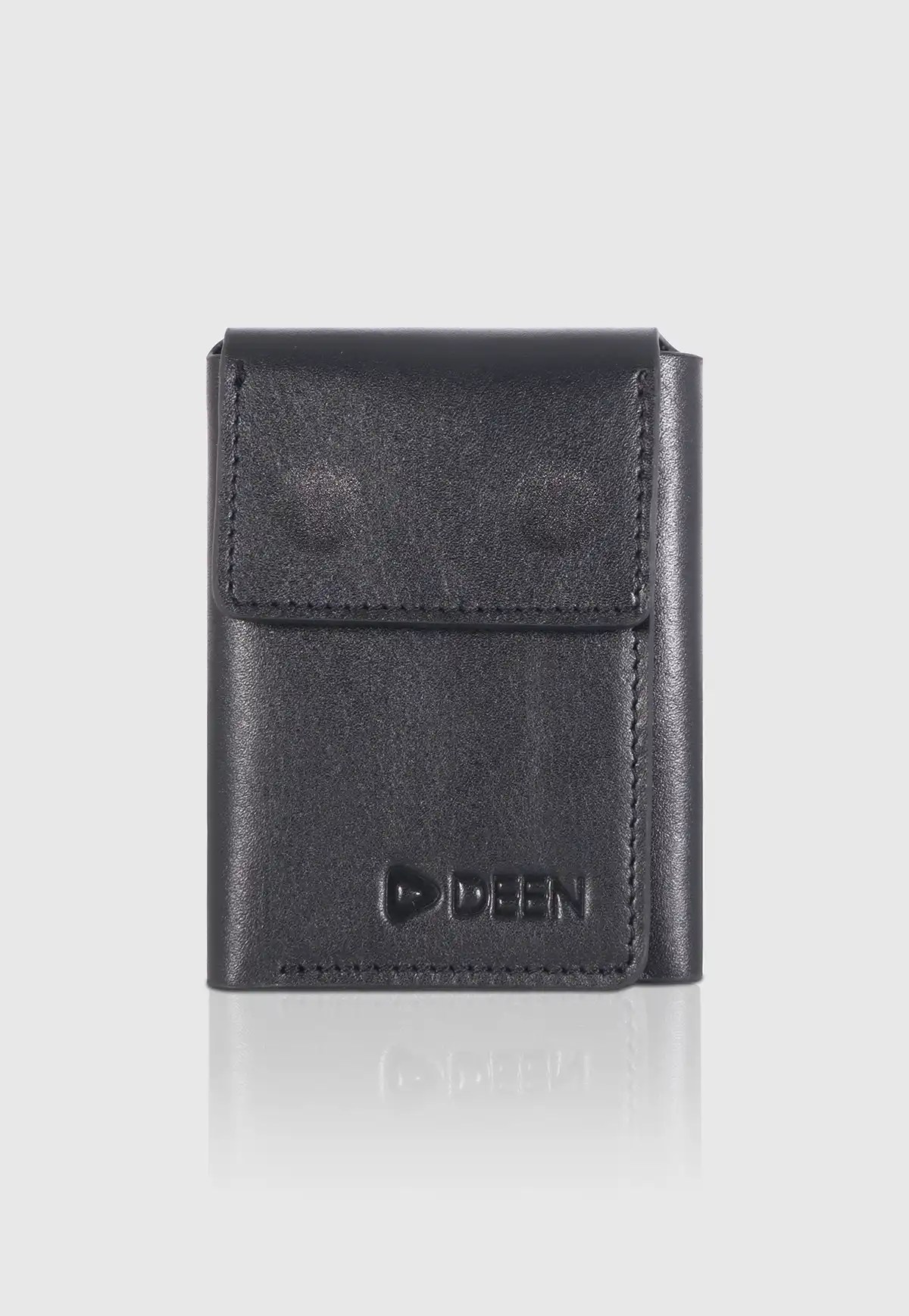 Plain Black Trifold Genuine Leather Wallet