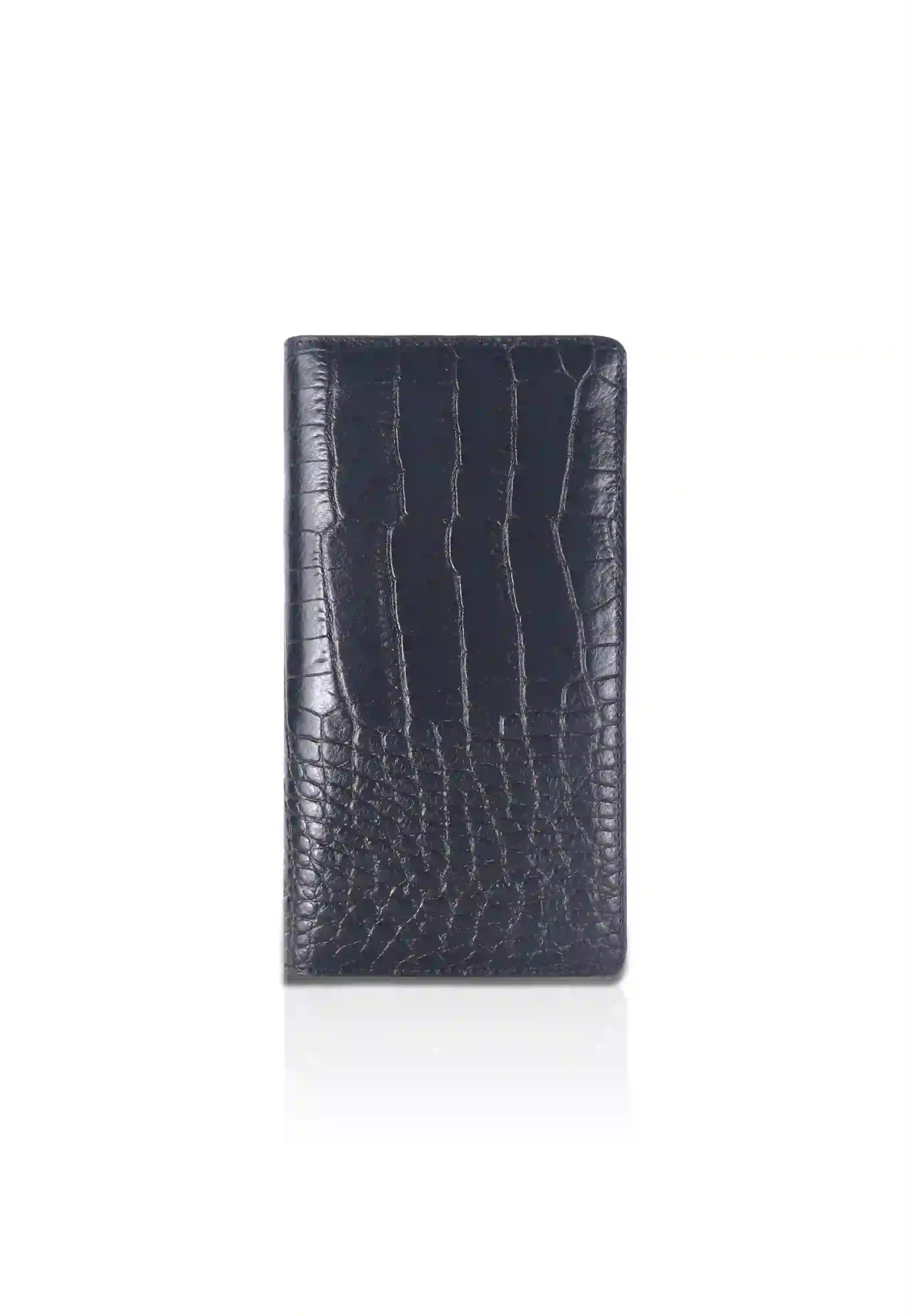 Black Leather Coin Pocket Long Wallet
