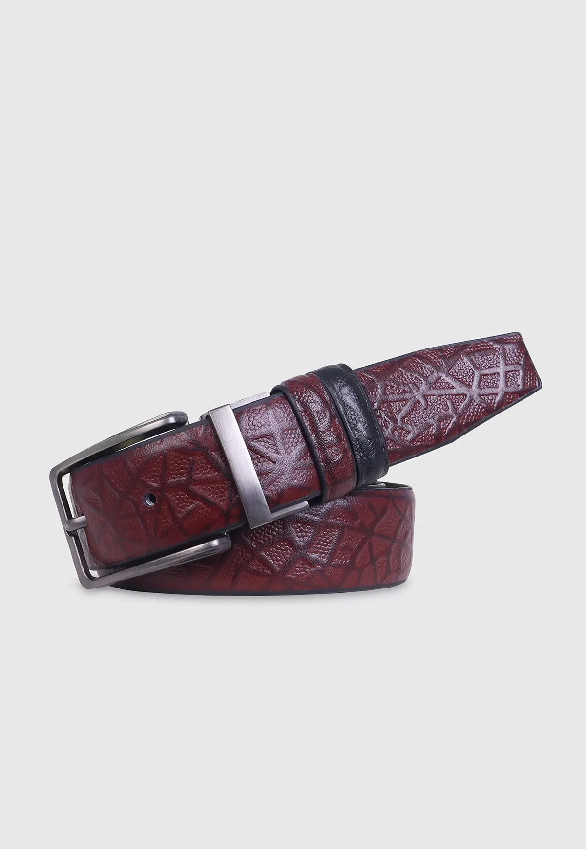 Reversible Leather Belt with Moving Buckle