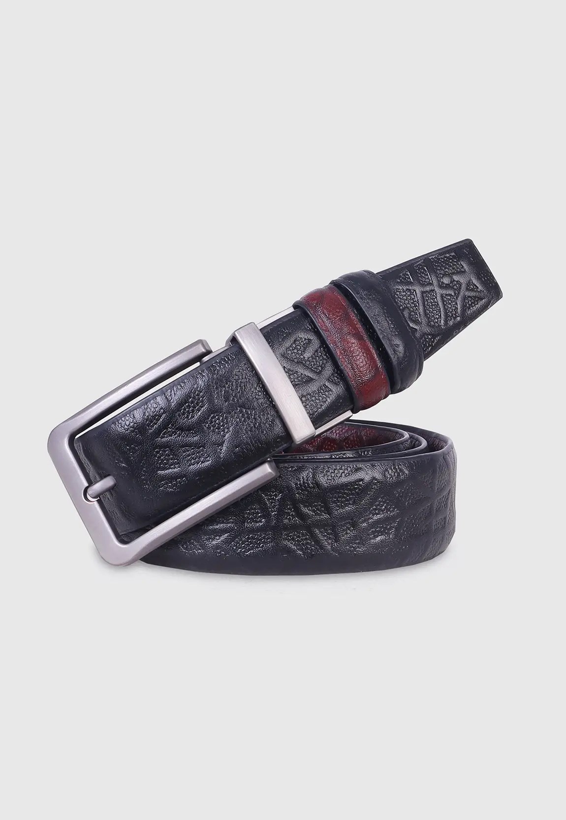 Reversible Leather Belt with Moving Buckle