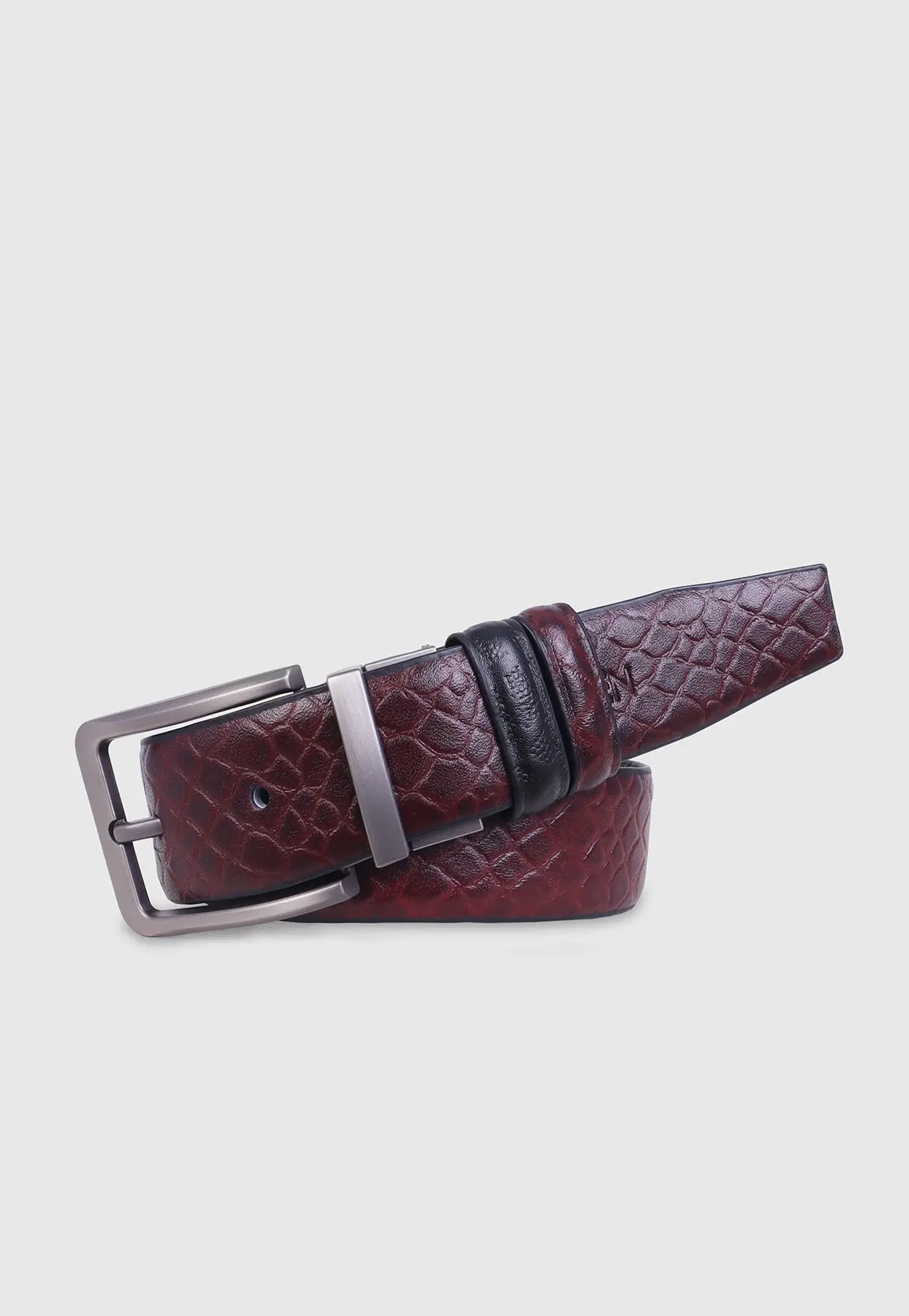 Reversible Leather Belt with Moving Buckle