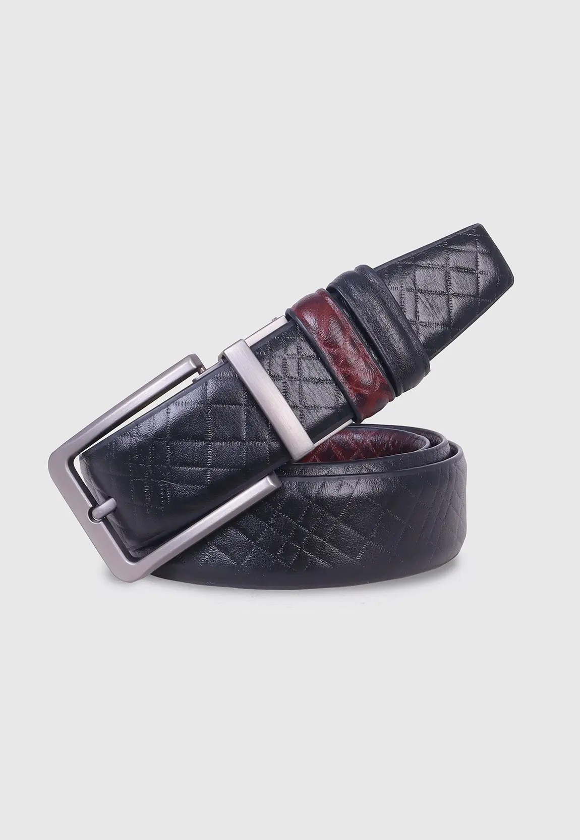 Reversible Leather Belt with Moving Buckle