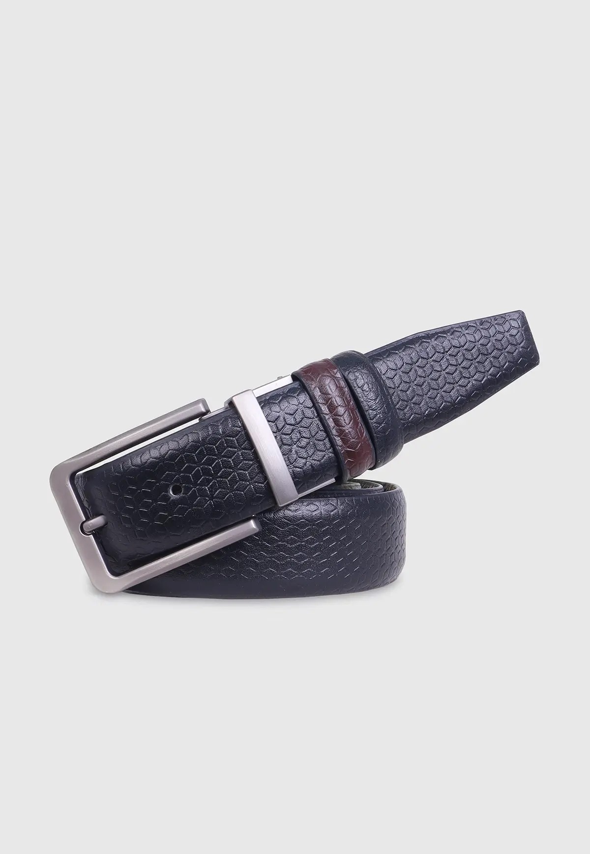 Reversible Leather Belt with Moving Buckle