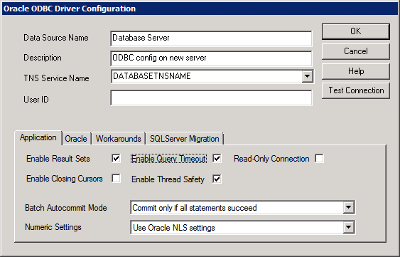 ODBC config on new server