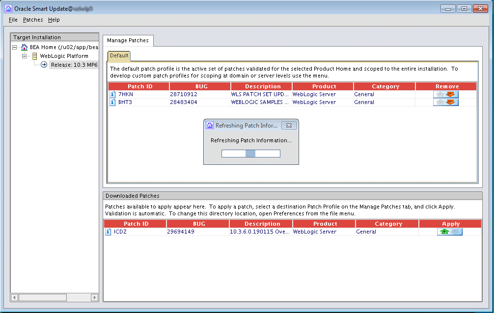 Oracle Smart Update loading...