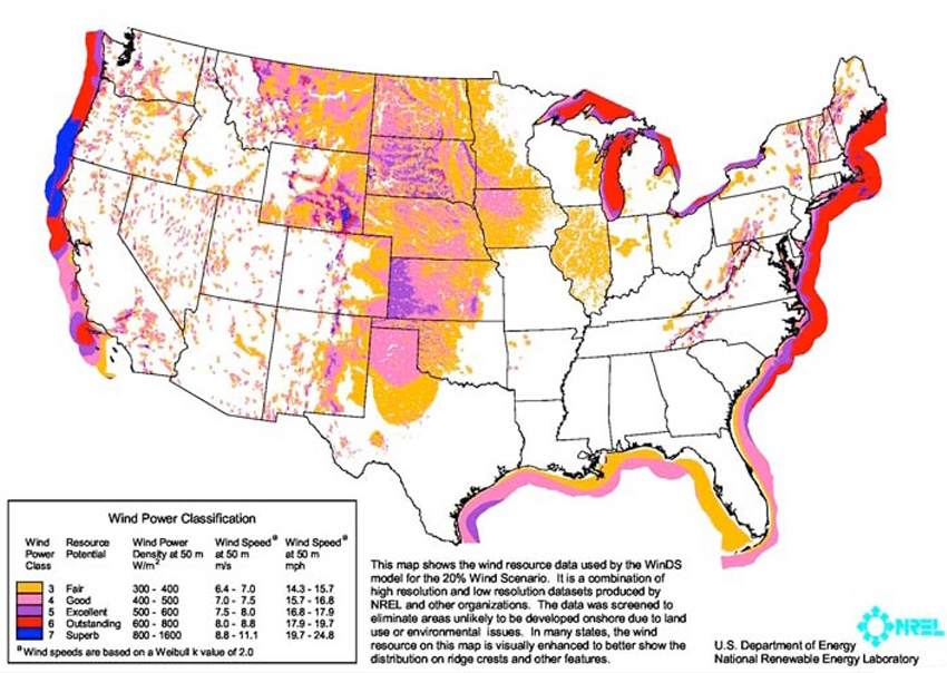 Offshore Wind Farm America Map.