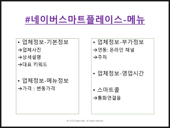 네이버스마트플레이스 메뉴 텍스트 정리 이미지