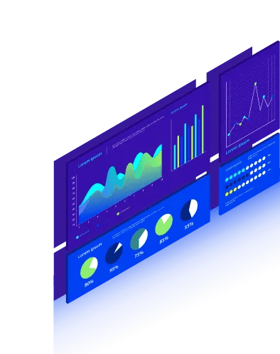 Interactive analytics graphs and charts displaying performance metrics
