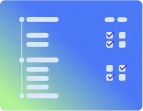 User interface design elements on a blue background with checkboxes.