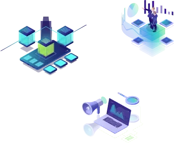 Concept image of technology integration with various devices and analytics.