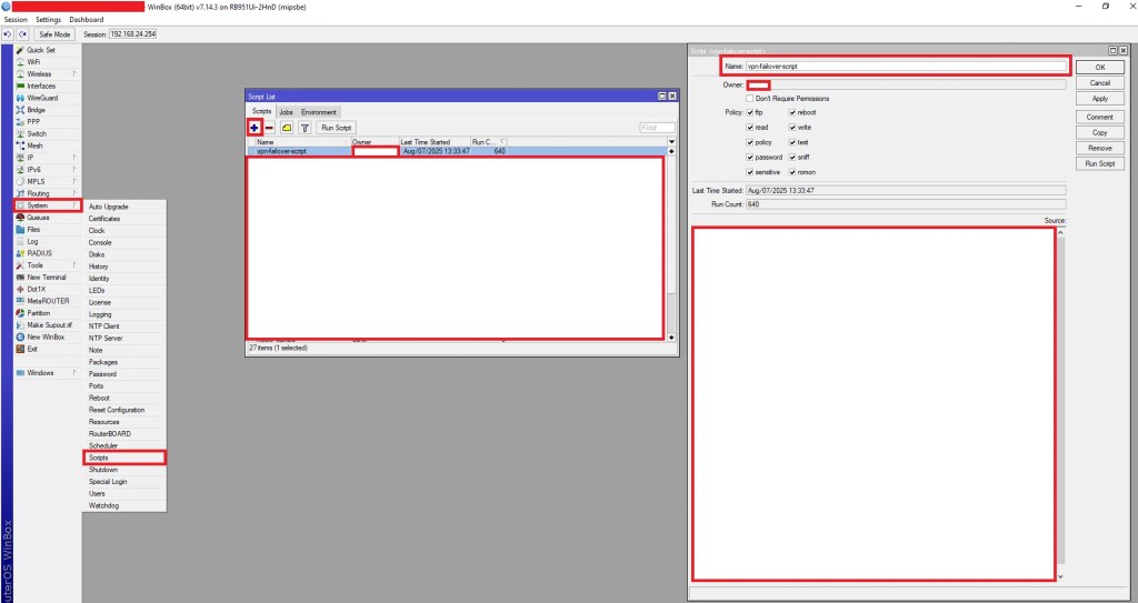 Copy Script to MikroTik Router