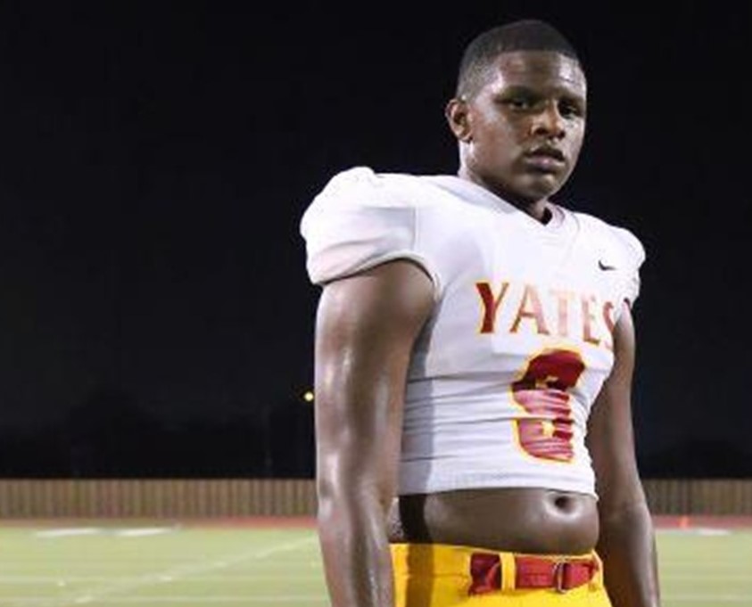 Yates junior defensive end Kameron Bizor is active