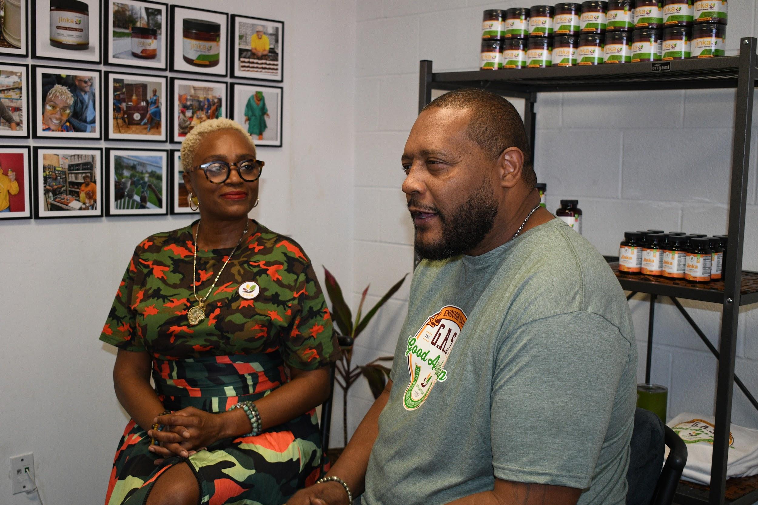 Kim and Lindbergh Williams in their Houston-area warehouse.