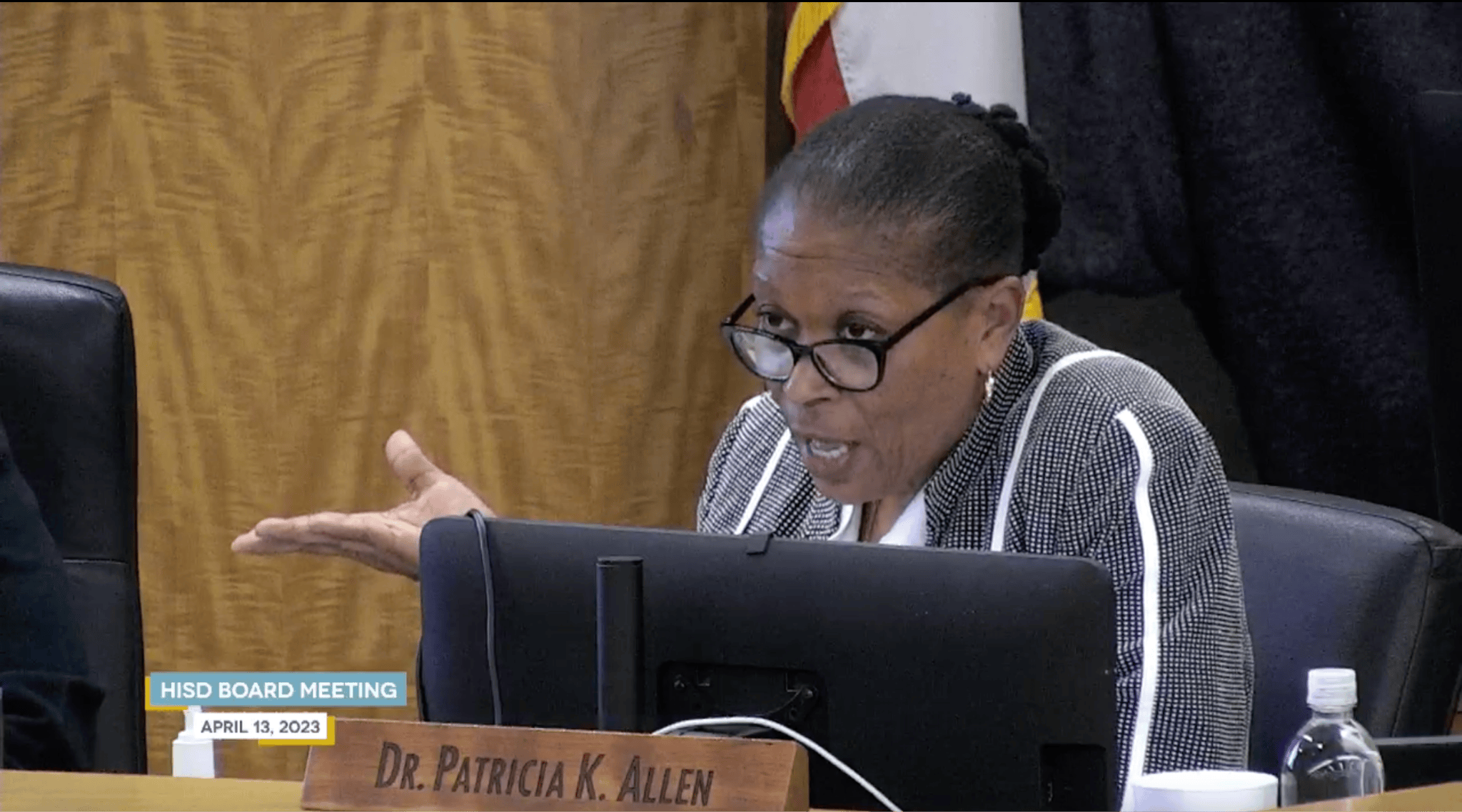 HISD Board of Trustee Dr. Patricia K. Allen, District IV speaks during meeting